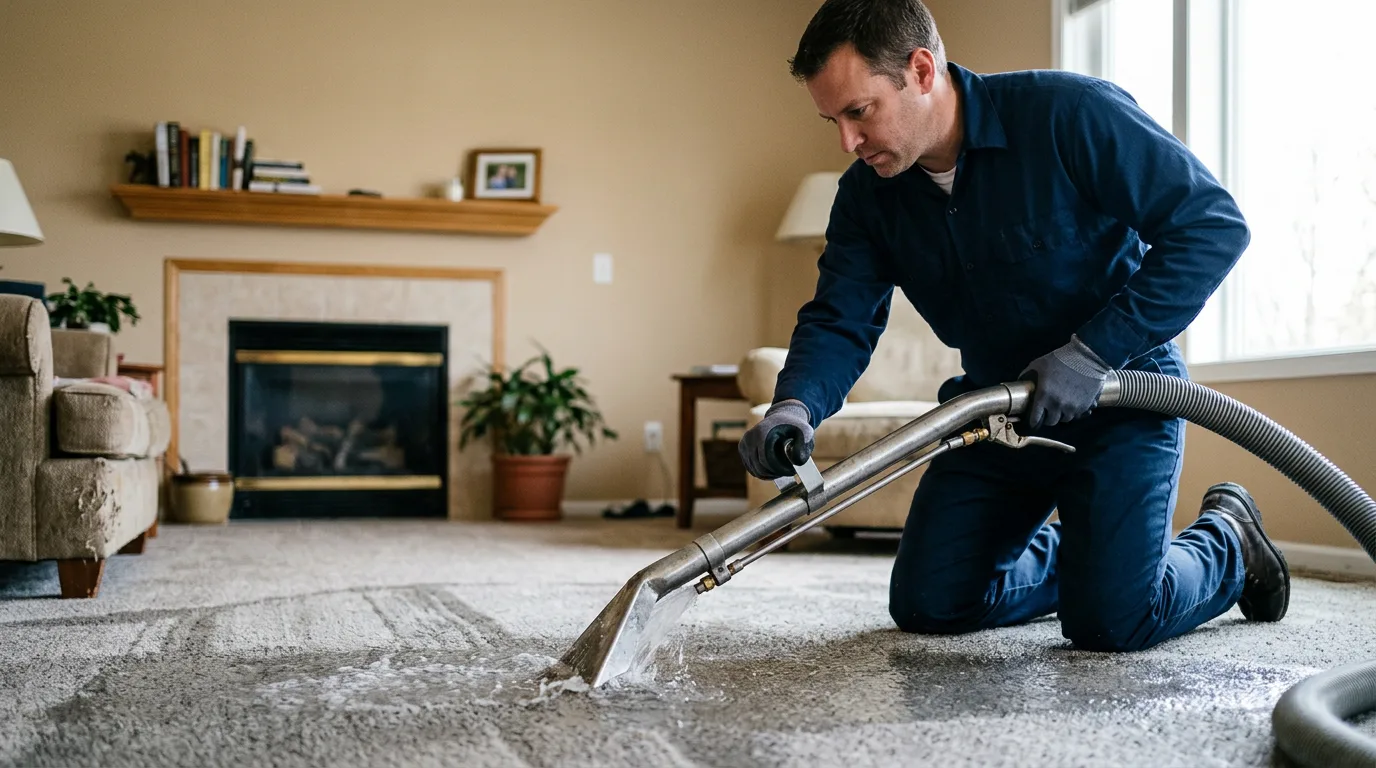 Water damage restoration technician working near Pacific Junction, IA